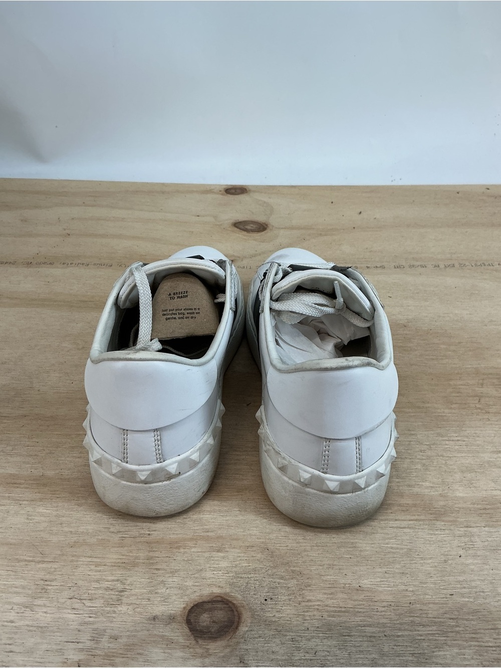 Valentino White Sneakers with Black Center Panel and Stud Details Size 38 - Picture 4 of 6